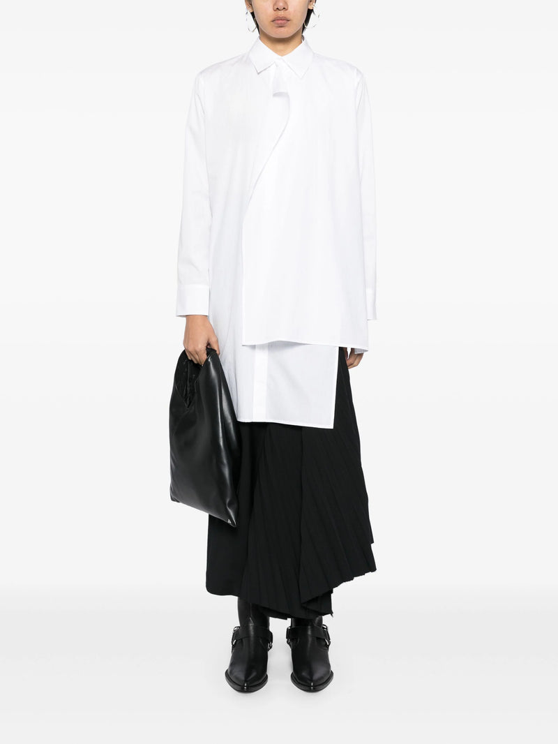 YOHJI YAMAMOTO - Women Cotton Broad Front Knot Detail Blouse