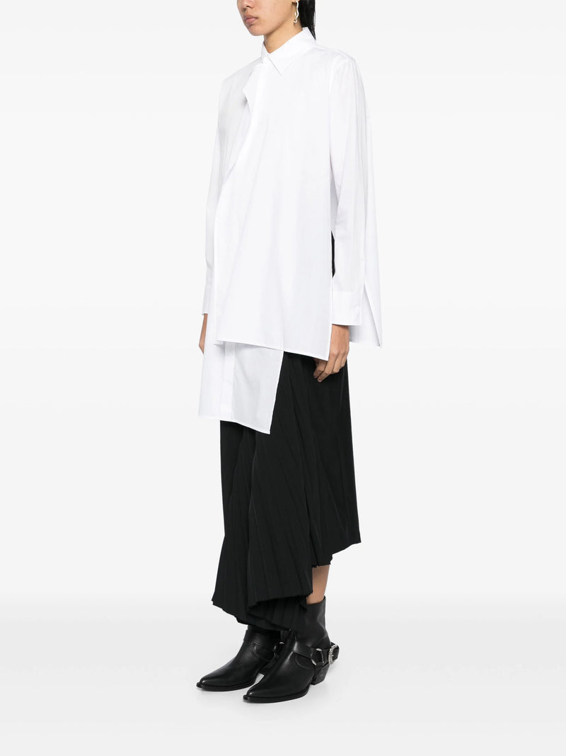 YOHJI YAMAMOTO - Women Cotton Broad Front Knot Detail Blouse