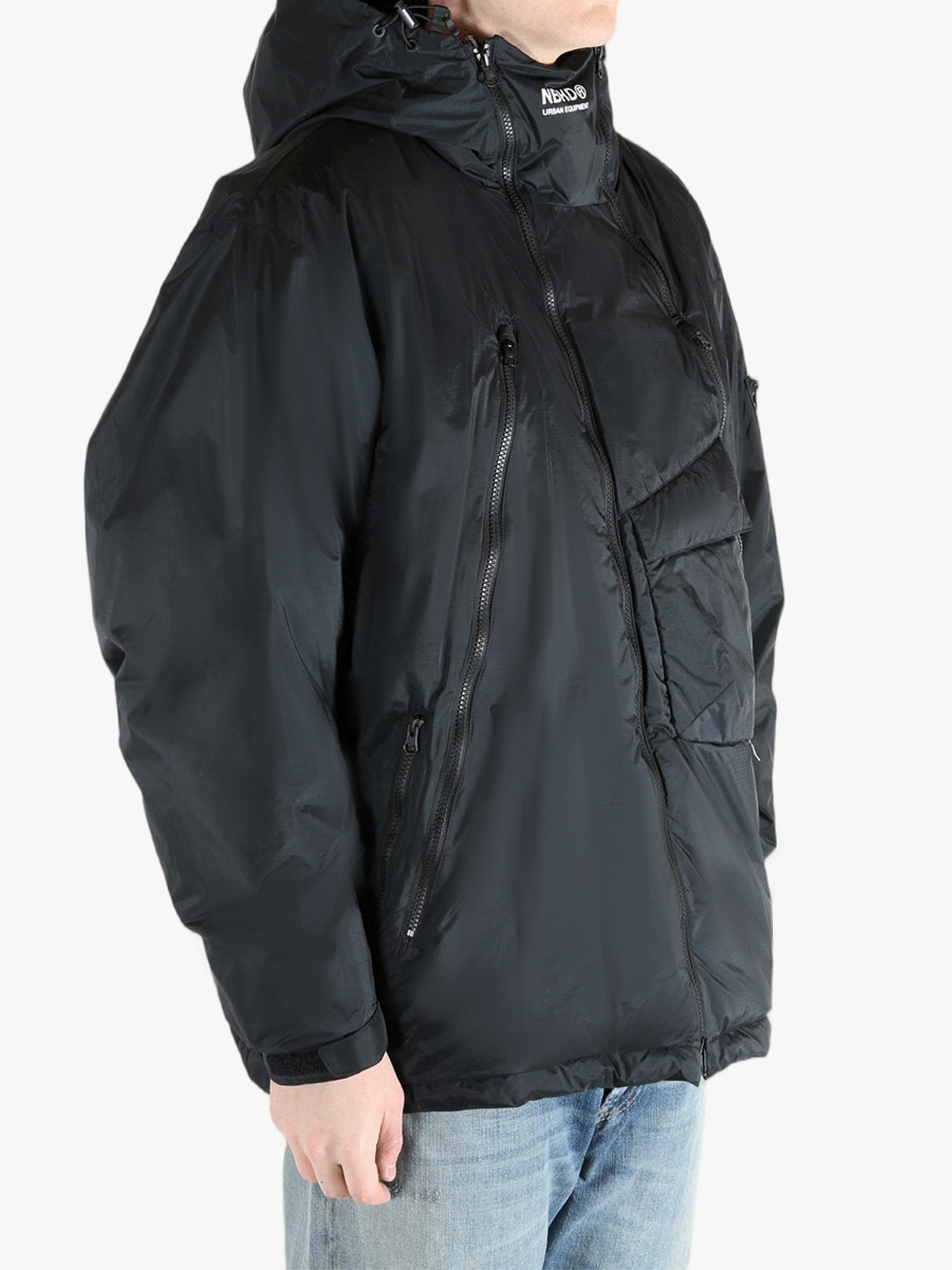 Black jackets-coats worn by a person, showing the jackets-coats fit