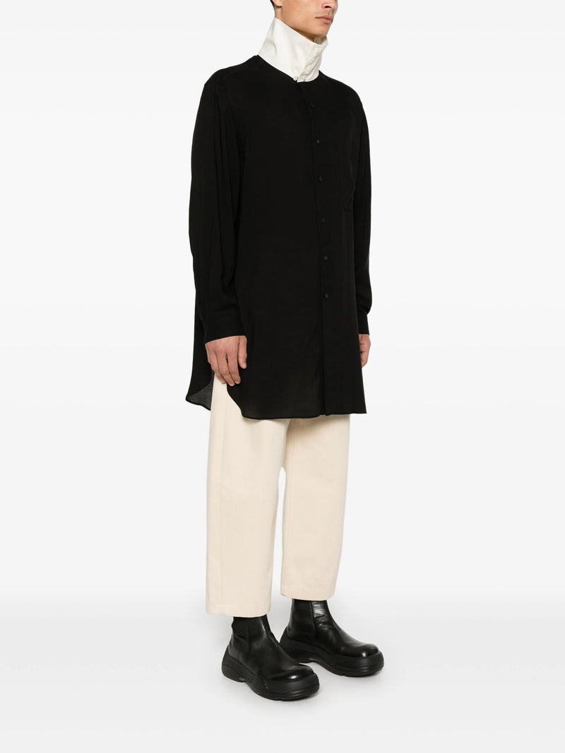 YOHJI YAMAMOTO POUR HOMME - Men Loan Stand Cream Collar Blouse