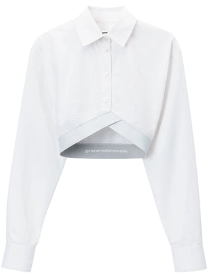 ALEXANDER WANG - Women White Logo Elastic Cropped Shirt