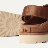Close up of brown shoes, showing texture of the suede fabric
