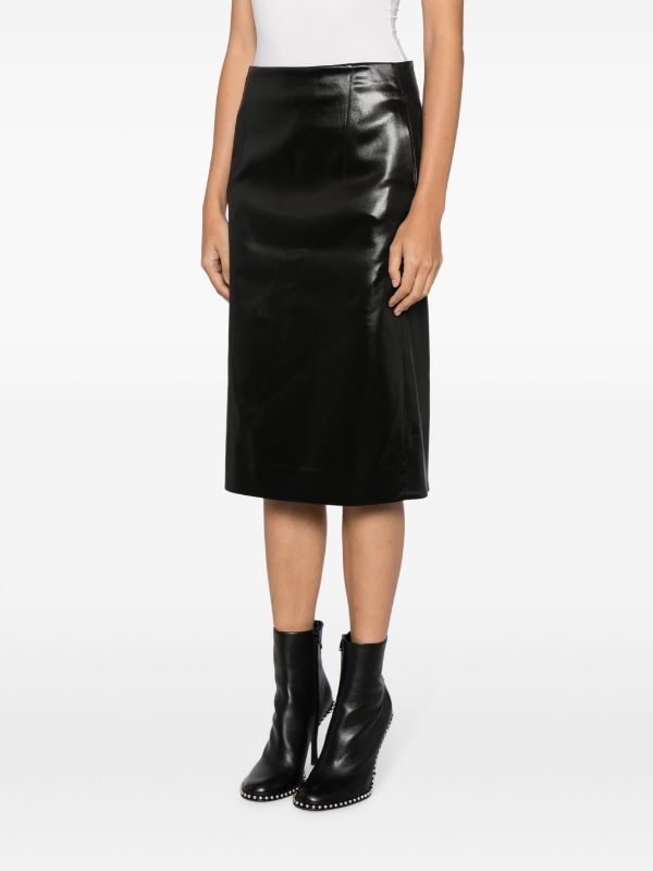 RECTO Women Glossy Satin Midi Skirt