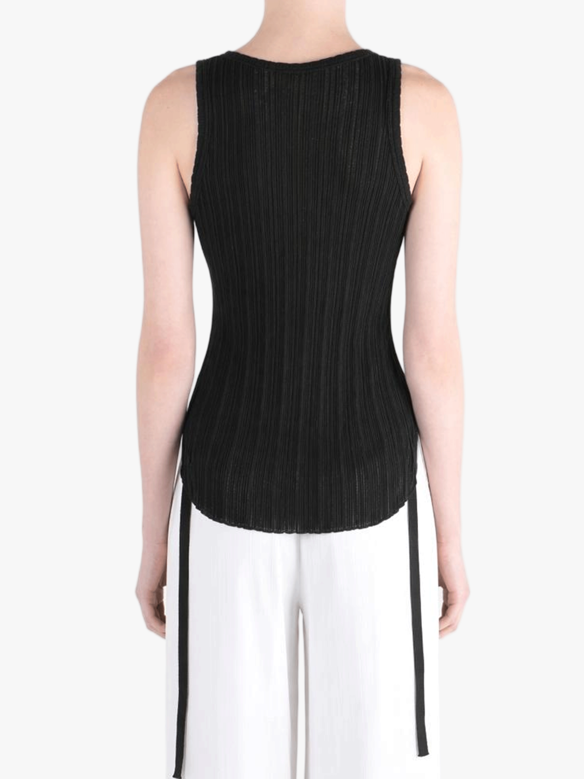 Black top worn by a person, back view