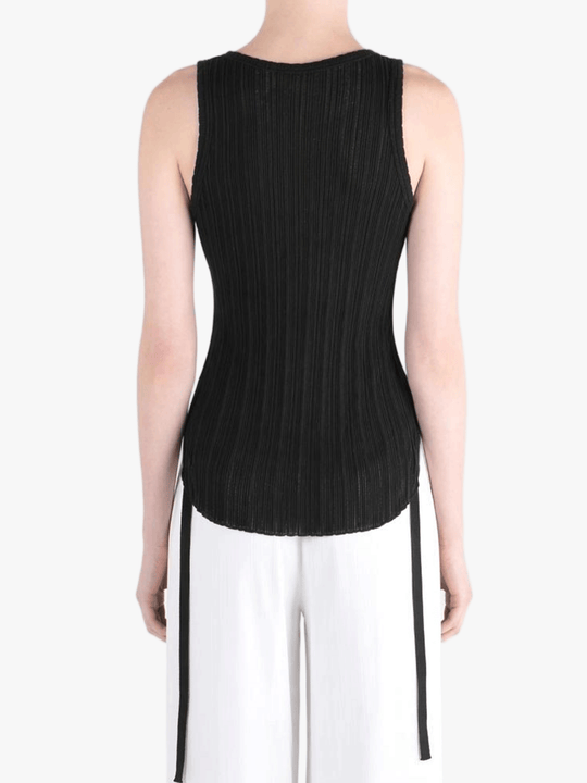 Black top worn by a person, back view