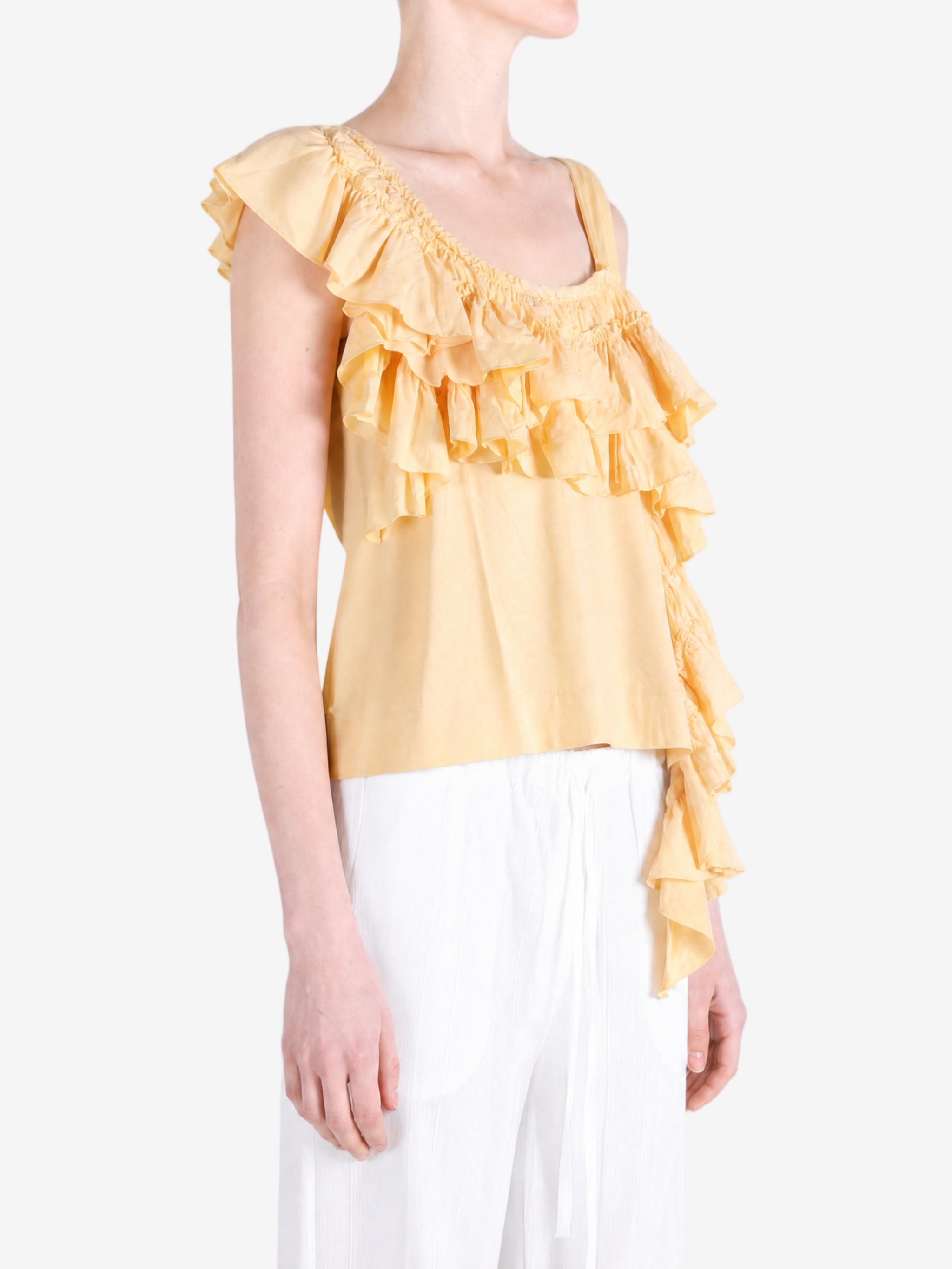 Yellow top, full body view