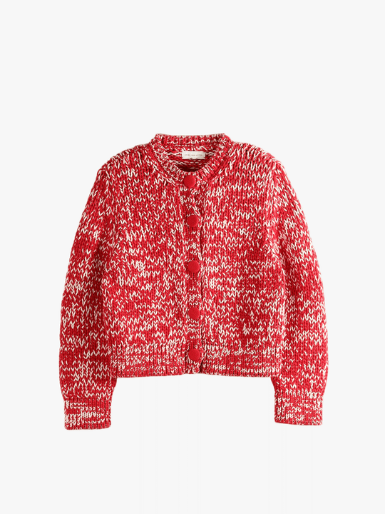 Red knitwear, front view