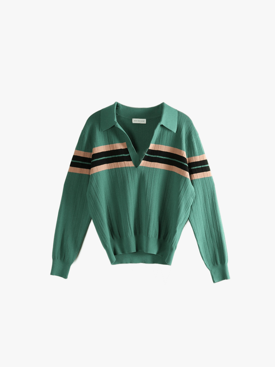 Green knitwear, front view