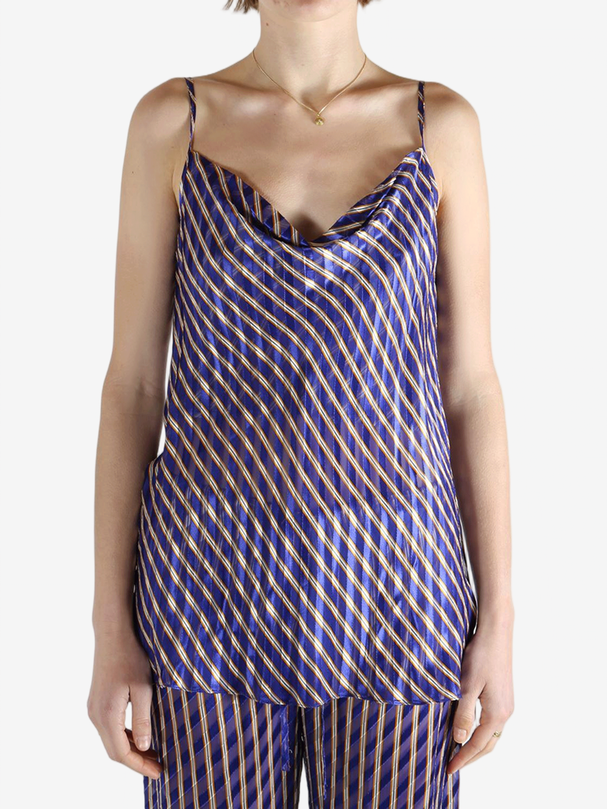 Purple shirt worn by a person, showing the shirt's fit