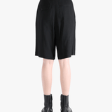 Black short worn by a person, showing the short's fit