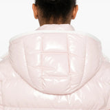 Close up of pink jackets, showing texture of the feather fabric