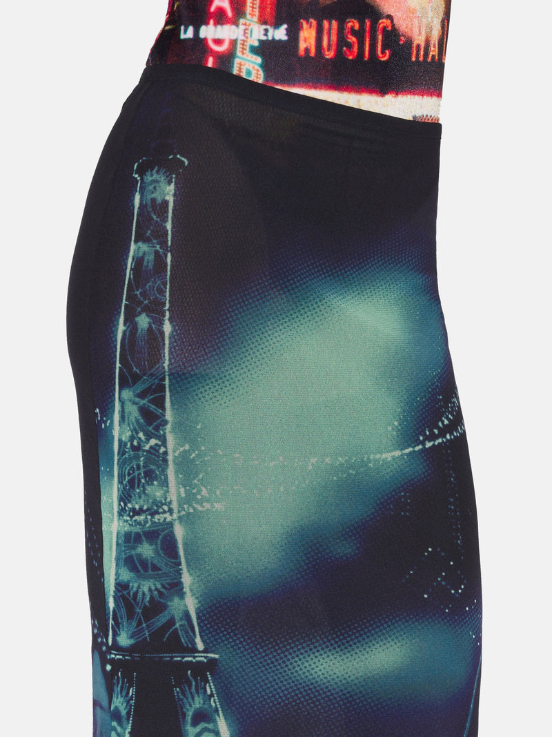 JEAN PAUL GAULTIER - Women Printed "Pigalle" Mesh Long Skirt