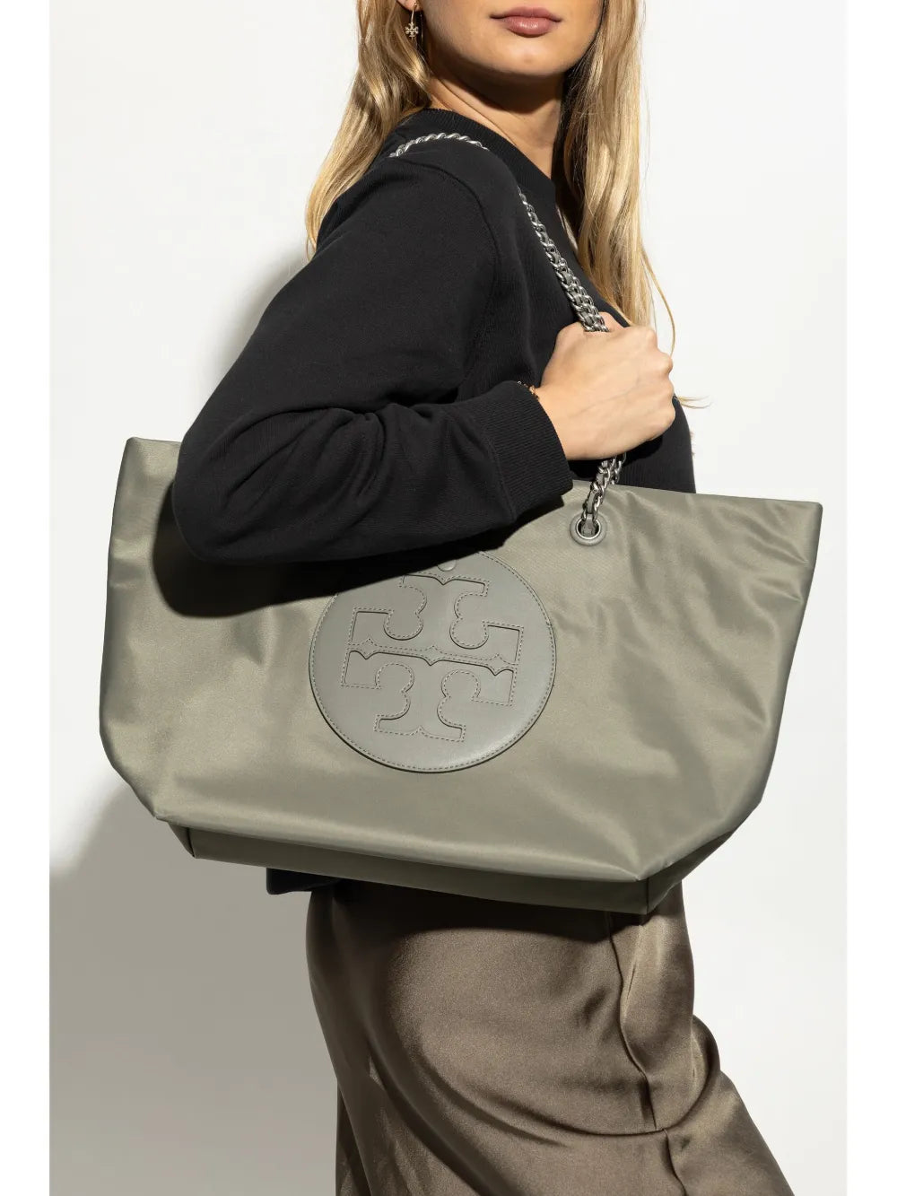Grey bag, full body view