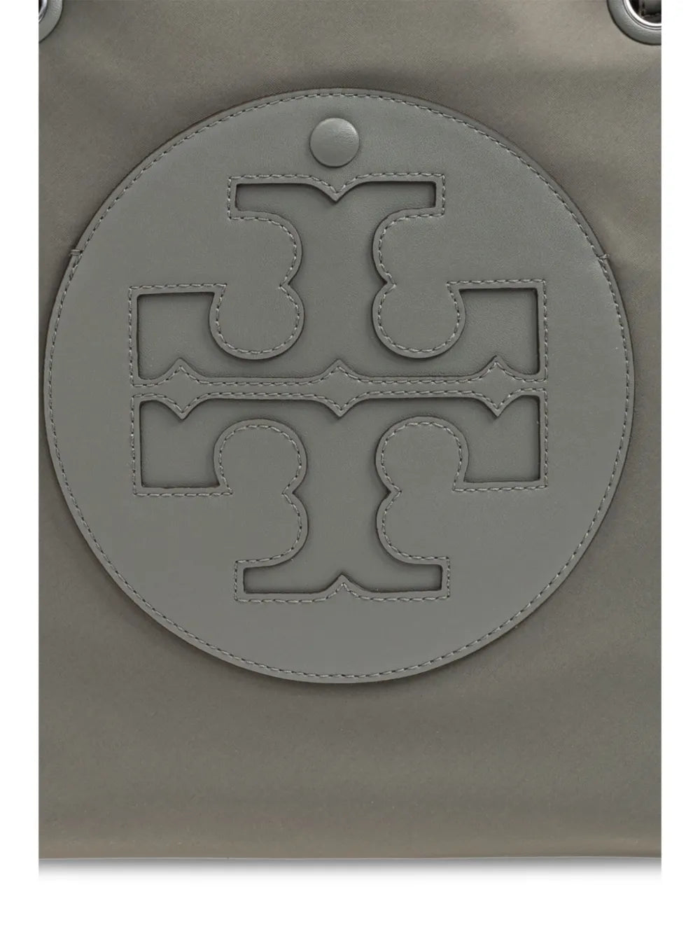 Close up of grey bag, showing texture of the cotton fabric