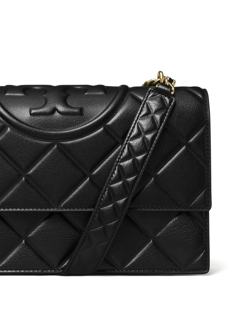 Close up of the black bag, showing texture of the leather fabric