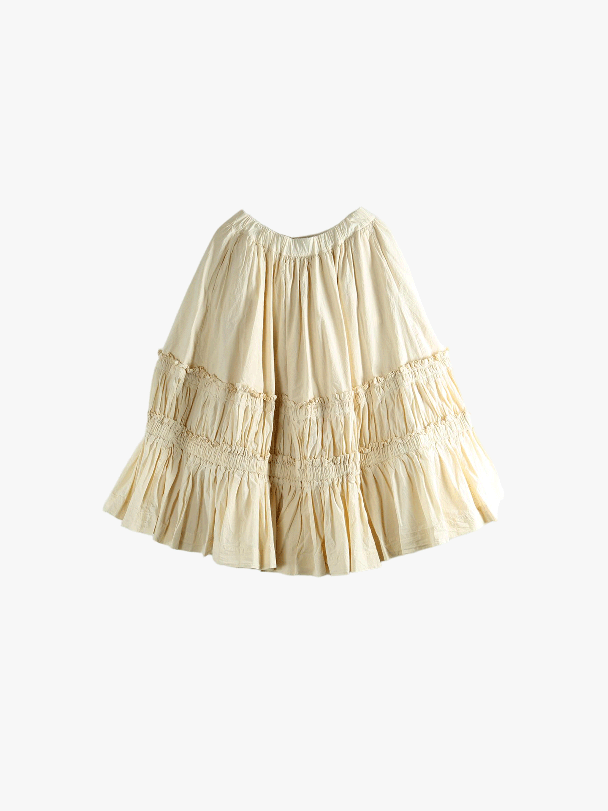 Beige tiered skirt, front view