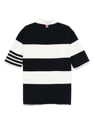 THOM BROWNE - Men Rugby Stripe Milano Stitch SS Polo In Lightweight Cotton W/4 Bar Stripe