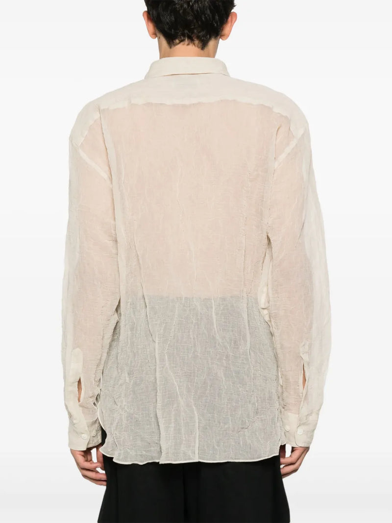 DRIES VAN NOTEN - Men Sheer Cotton Metalic Blend Textured Shirt