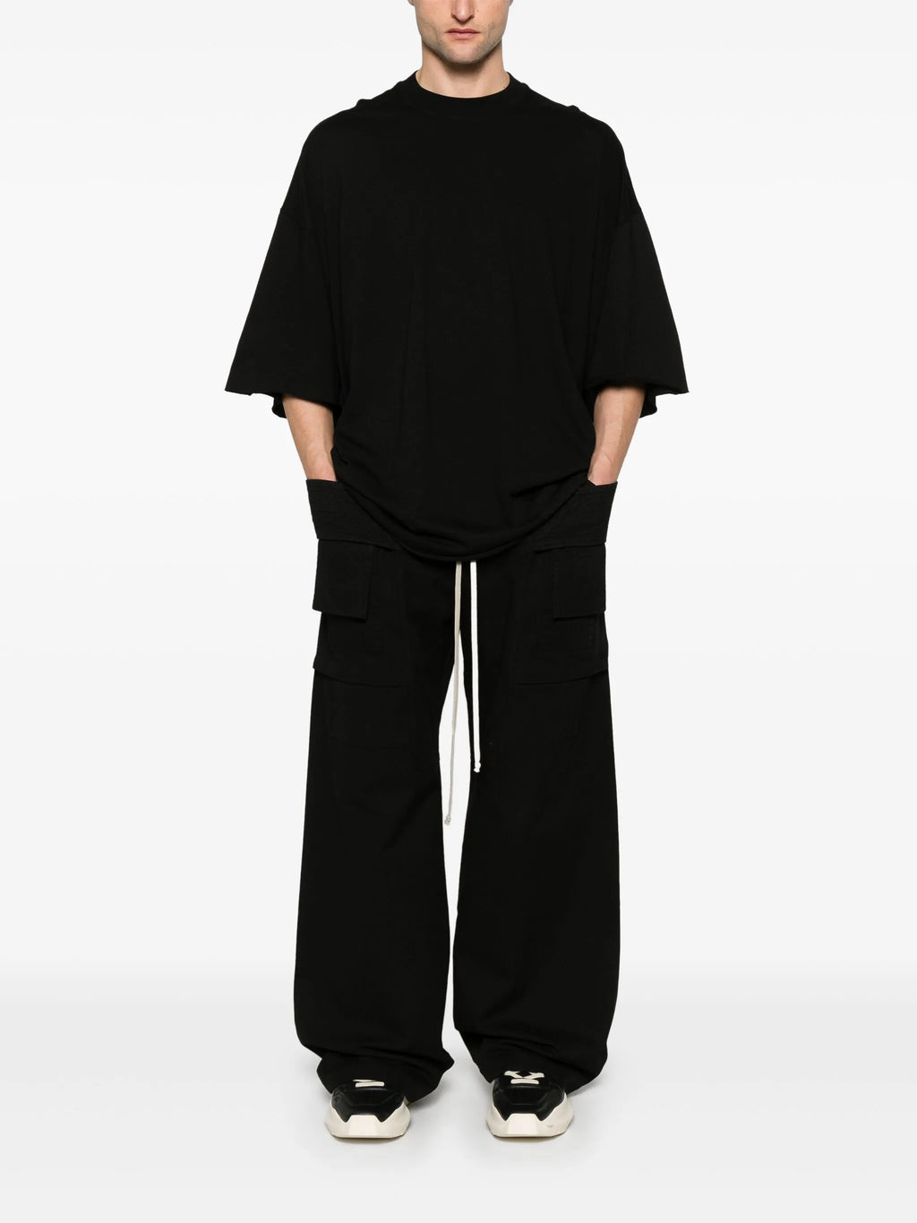 RICK OWENS DRKSHDW - Men Canvas Creatch Wide Cargo Drawstring Pants