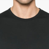 Close up of grey shirt, showing texture of the cotton fabric