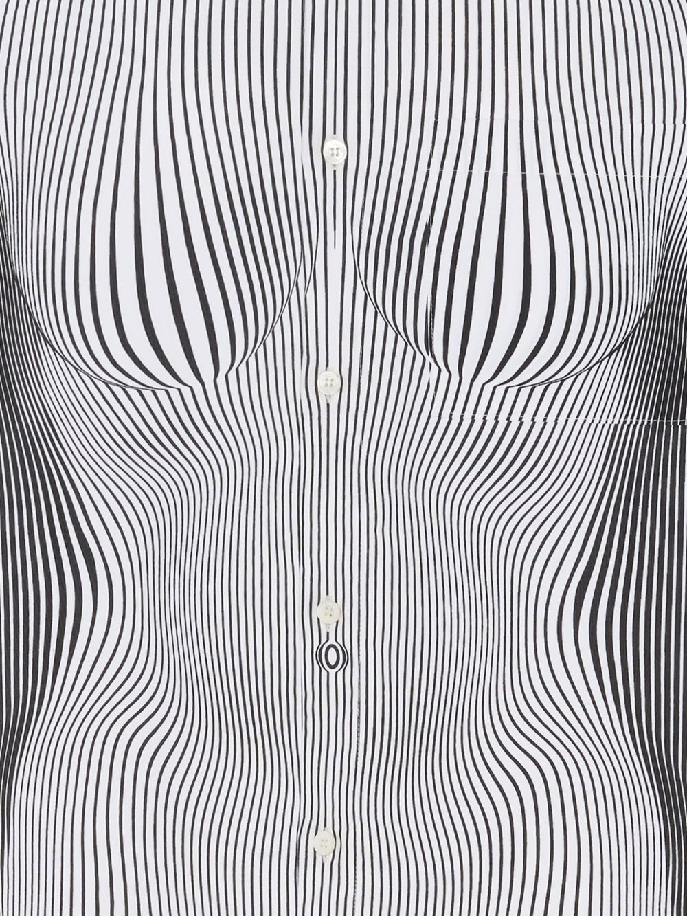 JEAN PAUL GAULTIER - Women Printed "Pinstripes Body Morphing" Light Nylon Shirt