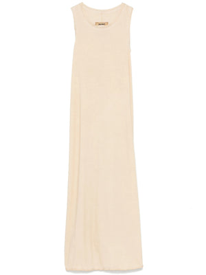 Beige sleeveless dress, front view