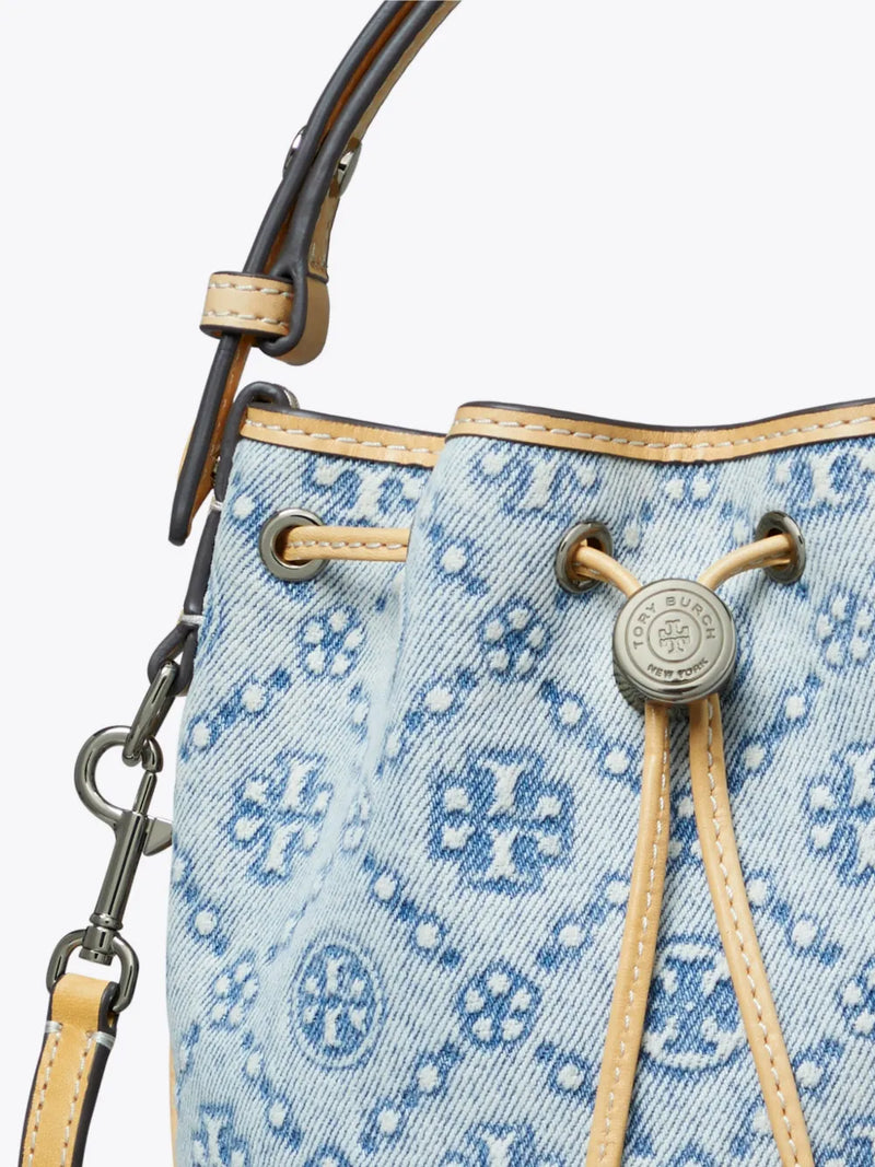 TORY BURCH - Women T Monogram Denim Mini Bucket Bag