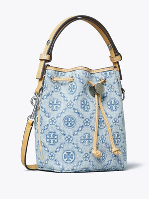 TORY BURCH - Women T Monogram Denim Mini Bucket Bag