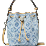 TORY BURCH - Women T Monogram Denim Mini Bucket Bag