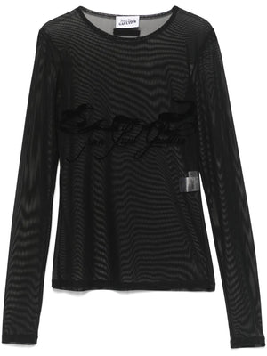 JEAN PAUL GAULTIER - Women Flock "Tattoo Ruban" Mesh Long Sleeves Top