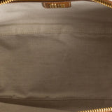 Close up of the tan bag, showing texture of the cotton fabric