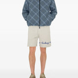 Blue shorts, full body view