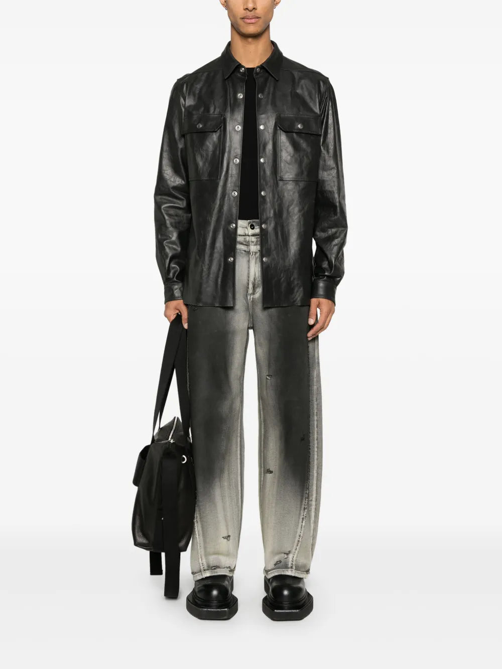 RICK OWENS - Men Leather Outershirt