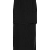 Black midi skirt, front view