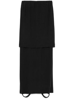 Black midi skirt, front view