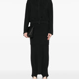 Black midi skirt, full body view