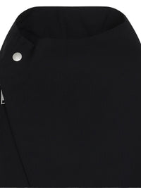 Close up of black jacket, showing texture of lyocell fabric