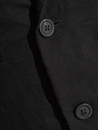 Close up of black coat,showing texture of the silk fabric.