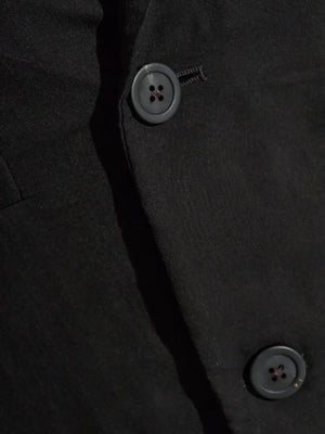Close up of black coat,showing texture of the silk fabric.