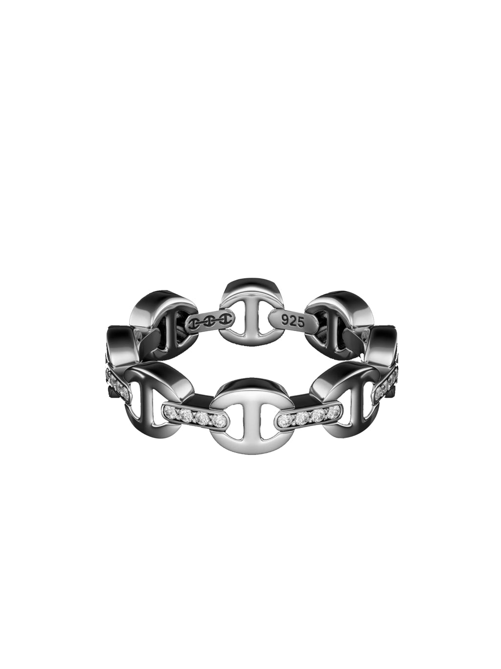 HOORSENBUHS - Dame Tri-Link Band With Diamond Bridges