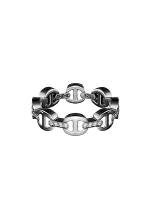 HOORSENBUHS - Dame Tri-Link Band With Diamond Bridges