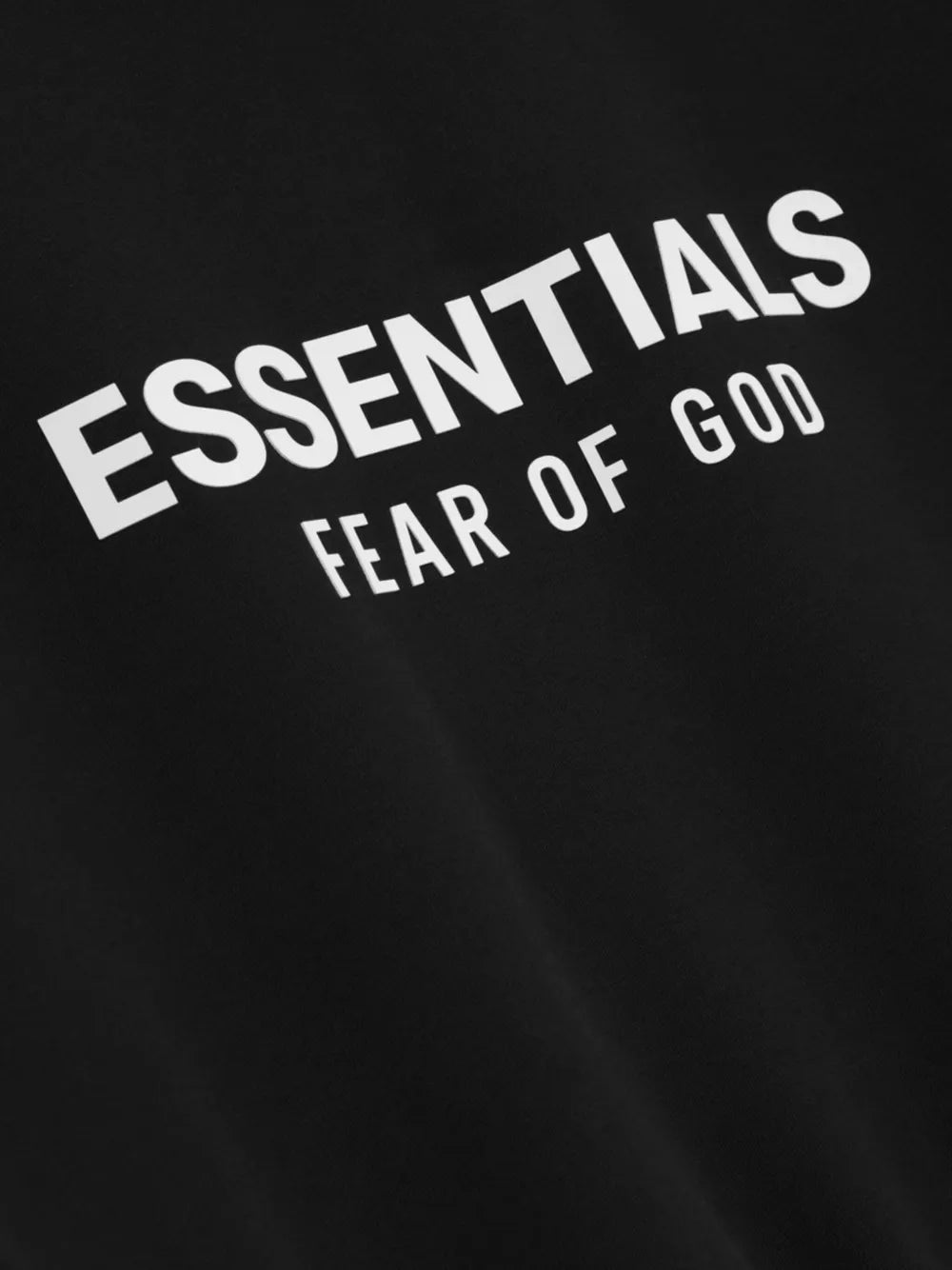 Close up of the black sweatshirt, showing texture of the cotton fabric