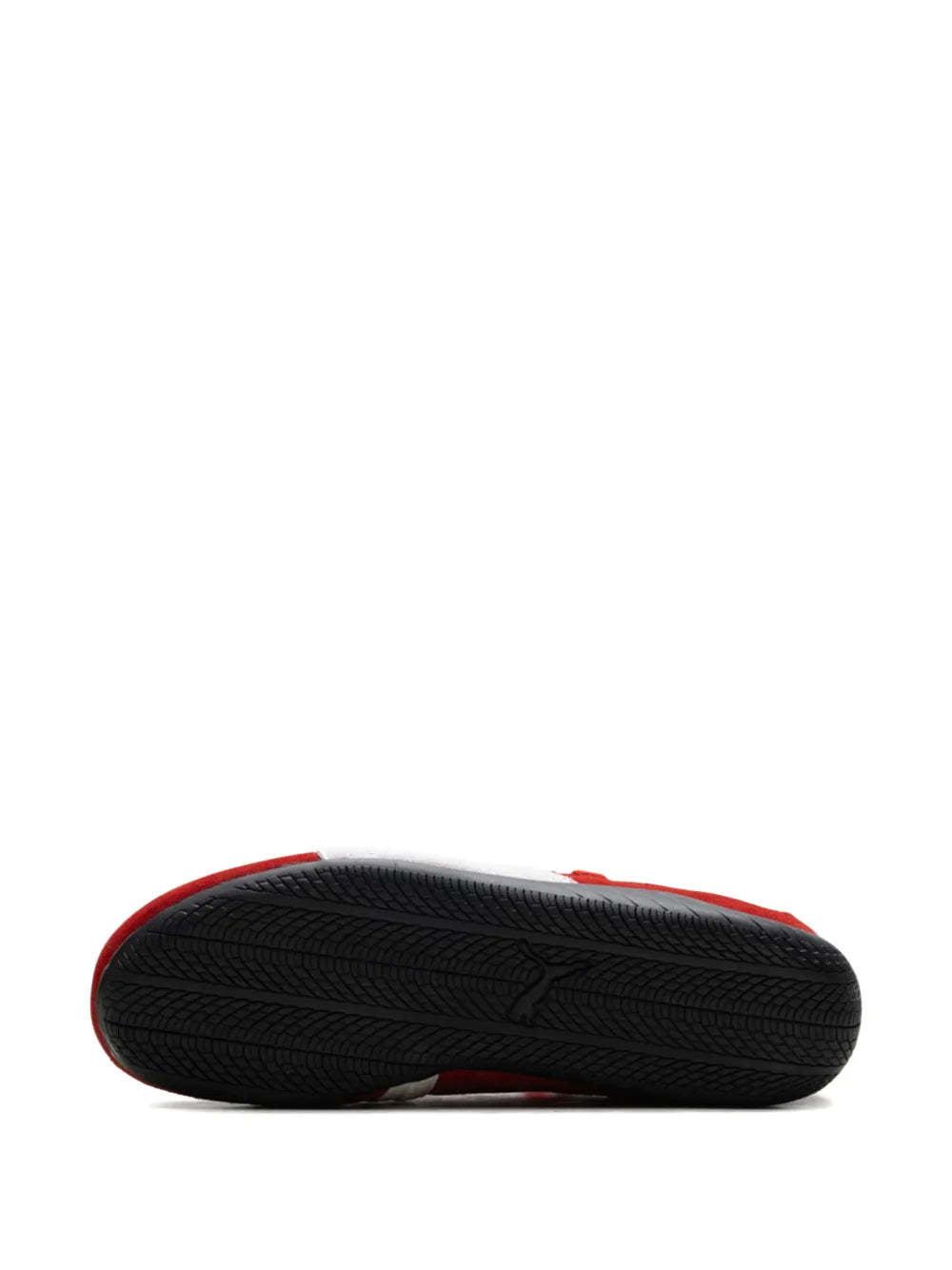 Red sneakers, bottom view