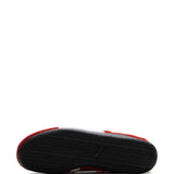 Red sneakers, bottom view