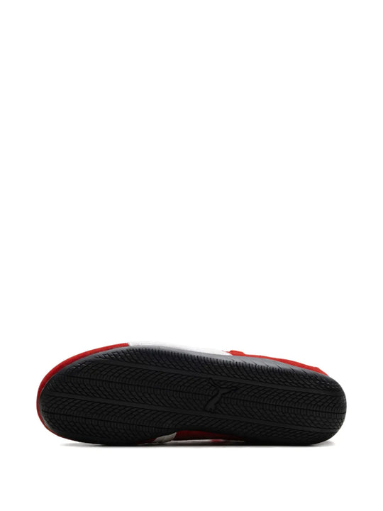 Red sneakers, bottom view