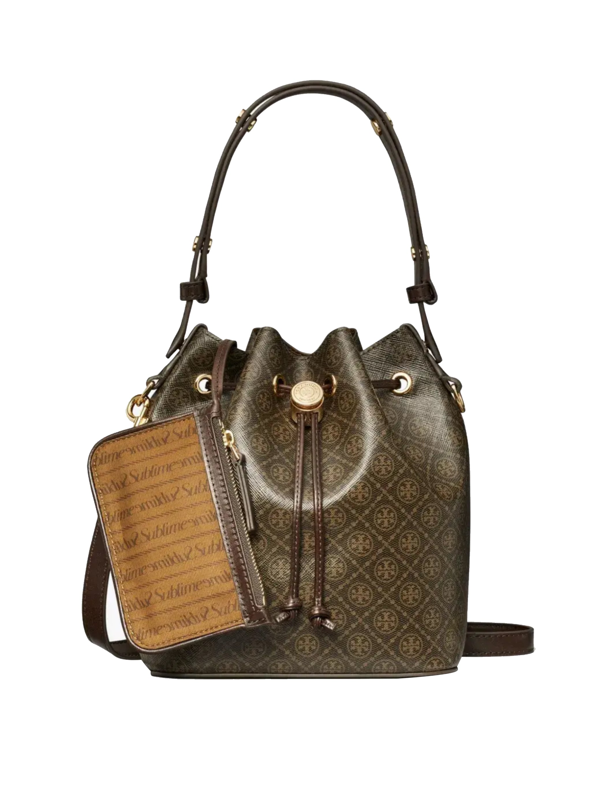 TORY BURCH - Women T Monogram Coated Canvas Bucket – Atelier