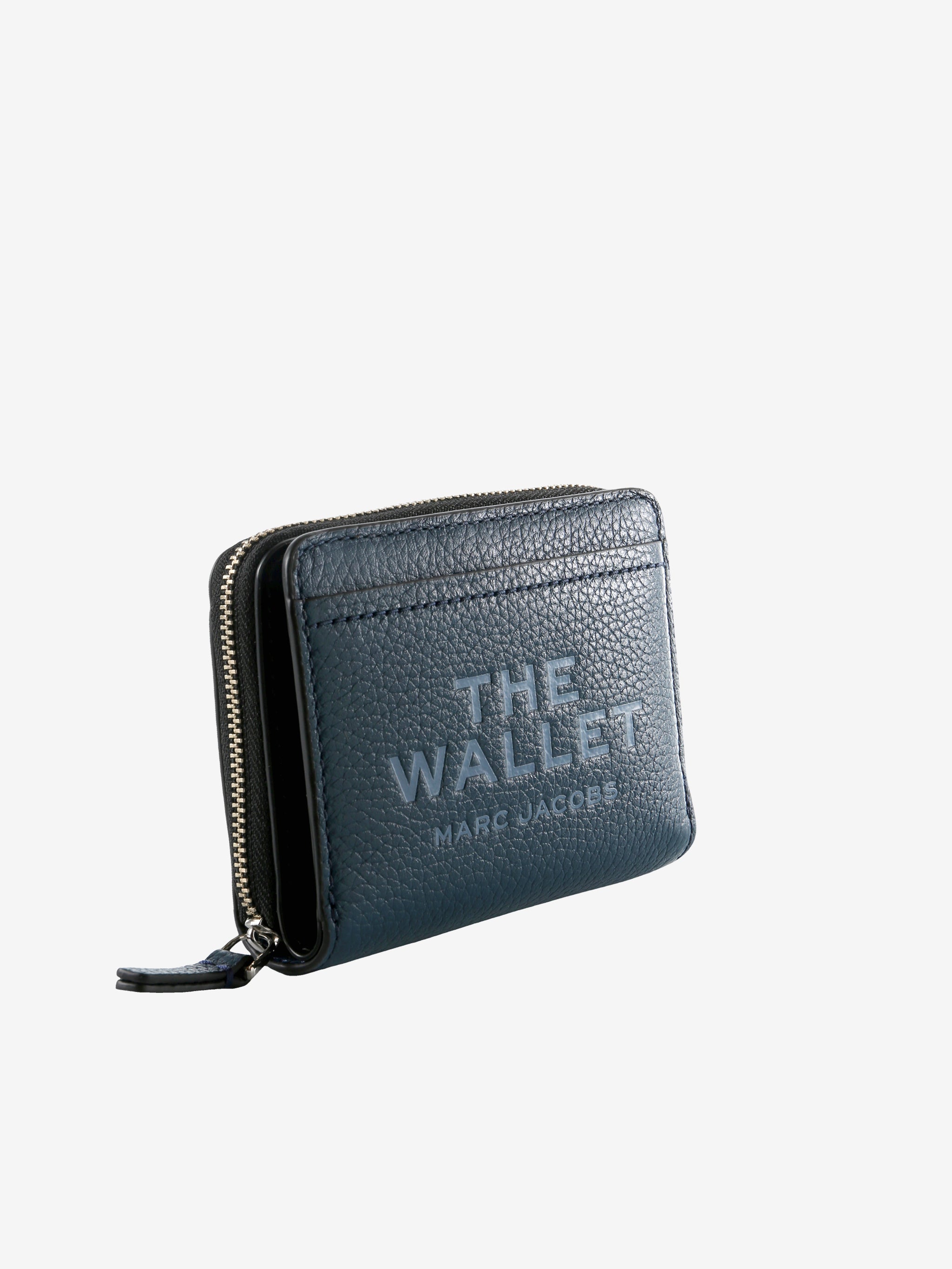 Navy wallet, side view