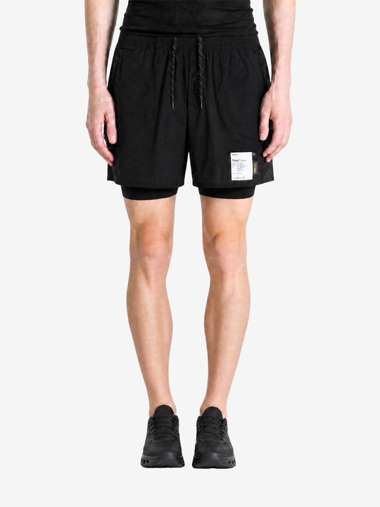 Black shorts, full body view