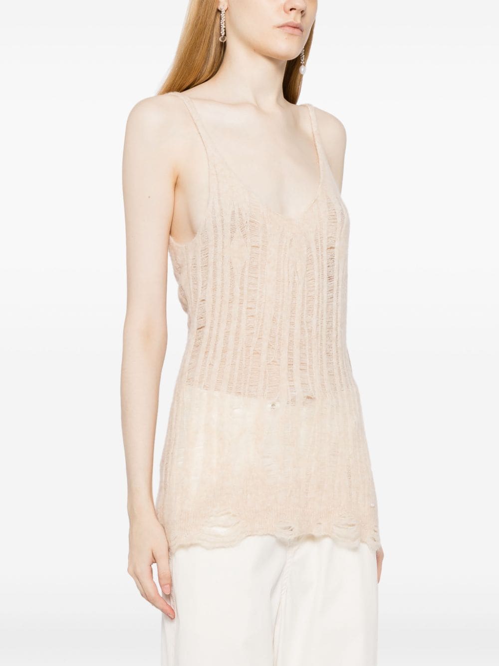 Rui Zhou Cut Out Bead Tank Top