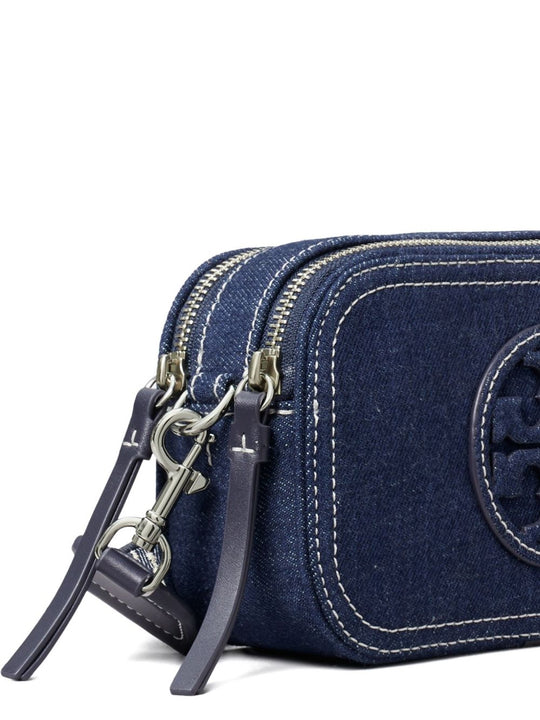 Close up of Navy bags, showing texture of the leather fabric